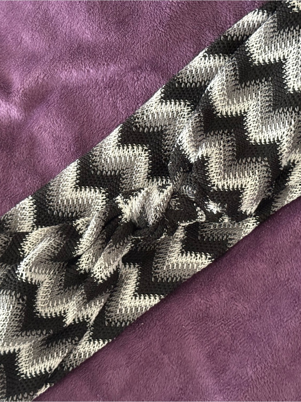 Black and White Chevron Knit wraparound top knot best Beanies headband